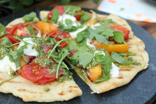 Grilled Flatbread With Pesto & Fire Roasted Tomatoes